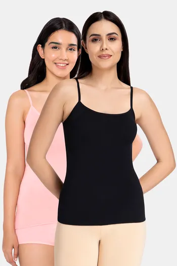 Buy Amante Modal Camisole (Pack of 2) - Black Impatiens Pink